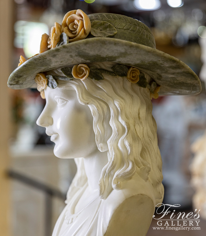 Search Result For Marble Statues  - Rose Beuret Hat Portrait Marble Bust - MBT-399